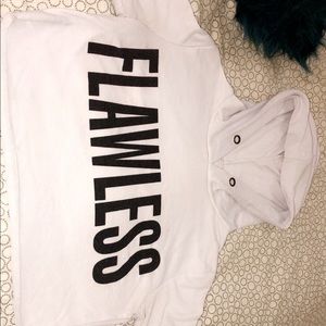 WHITE SWEATER HODDIE CROP TOP ( Never worn )